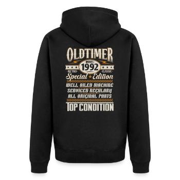 Oldtimer Vintage 1992 Vintage Rétro Anniversaire - Veste à capuche bio Premium Unisexe - noir - Dos - Nico (187cm)