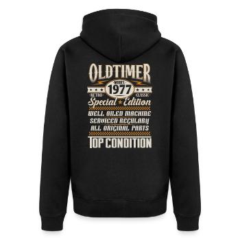 Oldtimer Vintage 1977 Vintage Rétro Anniversaire - Veste à capuche bio Premium Unisexe - noir - Dos - Nico (187cm)