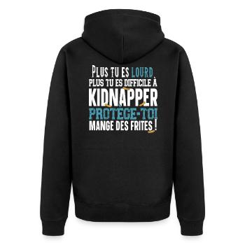 Frites Bouffe Nourriture Malbouffe Humour Obèse - Veste à capuche bio Premium Unisexe - noir - Dos - Nico (187cm)