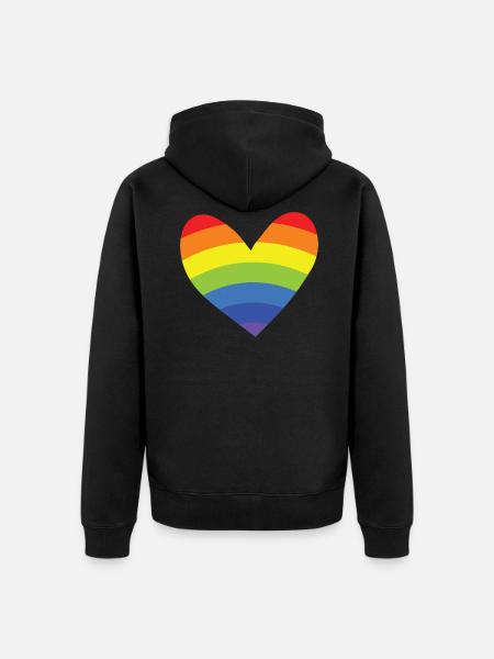 Rainbow - Heart - Unisex Premium Organic Zip Hoodie - black