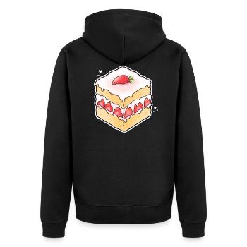 Tartelette aux fraises Gâteau aux fraises Gâteau Bonbons - Veste à capuche bio Premium Unisexe - noir - Dos - Nico (187cm)