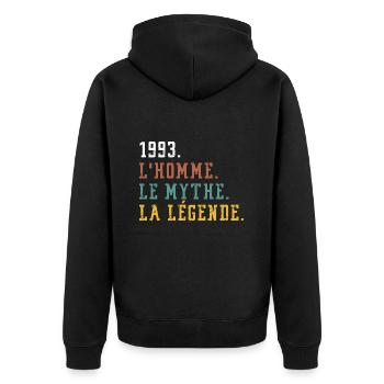 1993 l'homme le mythe la légende anniversaire - Veste à capuche bio Premium Unisexe - noir - Dos - Nico (187cm)