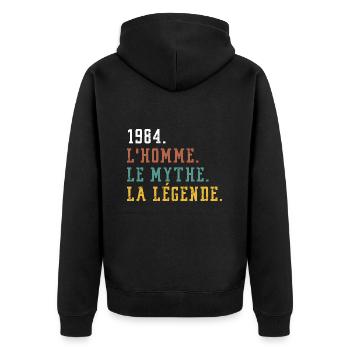 1984 l'homme le mythe la légende anniversaire - Veste à capuche bio Premium Unisexe - noir - Dos - Nico (187cm)