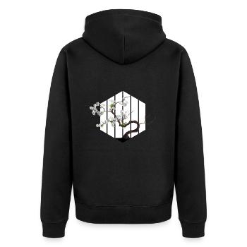 BONSAI Yamadori Japanese Cherry Bonsai Master - Unisex Premium Organic Zip Hoodie - black - Back - Nico (187cm)