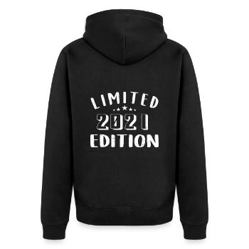 Geburtstag 2021 Limited Edition 2021 geboren sind - Unisex Premium Bio Zip Hoodie - Schwarz - Hinten - Nico (187cm)