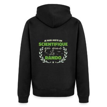 Fier d’être Scientifique et Passionné de la Rando - Veste à capuche bio Premium Unisexe - noir - Dos - Nico (187cm)