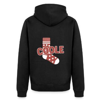 Coole Socke - lustiges Motivationsdesign - Unisex Premium Bio Zip Hoodie - Schwarz - Hinten - Nico (187cm)