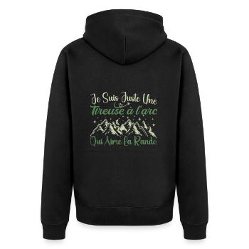 Tireuse à l'arc aventurier passionnée de Randonnée - Veste à capuche bio Premium Unisexe - noir - Dos - Nico (187cm)