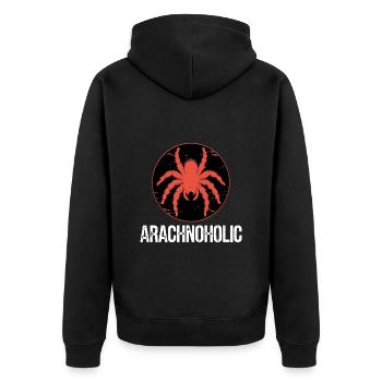 Arachnoholic big hairy tarantula silhouette - Unisex Premium Organic Zip Hoodie - black - Back - Nico (187cm)