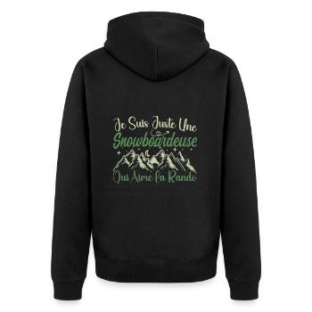 Snowboardeuse aventurier passionnée de Randonnée - Veste à capuche bio Premium Unisexe - noir - Dos - Nico (187cm)