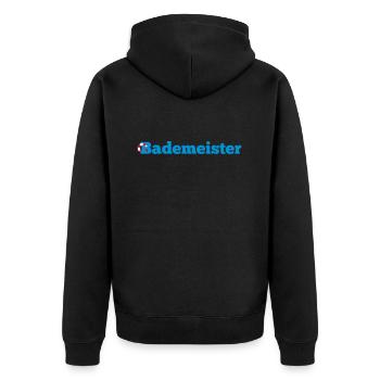 Bademeister - Unisex Premium Bio Zip Hoodie - Schwarz - Hinten - Nico (187cm)