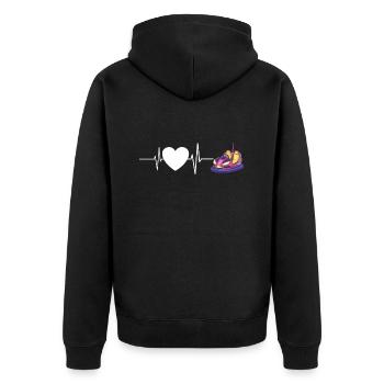 Autoscooter Kirmes Herzschlag - Unisex Premium Bio Zip Hoodie - Schwarz - Hinten - Nico (187cm)