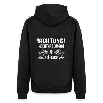 angeln raubfisch hecht und stör catch and release - Unisex Premium Bio Zip Hoodie - Schwarz - Hinten - Nico (187cm)