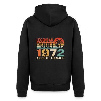 1972 Juli Geboren im Juli 1972 - Unisex Premium Bio Zip Hoodie - Schwarz - Hinten - Nico (187cm)