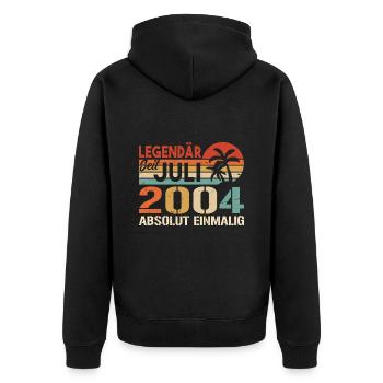 2004 Juli Geboren im Juli 2004 - Unisex Premium Bio Zip Hoodie - Schwarz - Hinten - Nico (187cm)