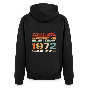 Legenden werden im Oktober 1972 geboren - 1972 - Unisex Premium Bio Zip Hoodie - Schwarz - Hinten - Nico (187cm)