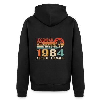 Legenden werden im Oktober 1984 geboren - 1984 - Unisex Premium Bio Zip Hoodie - Schwarz - Hinten - Nico (187cm)
