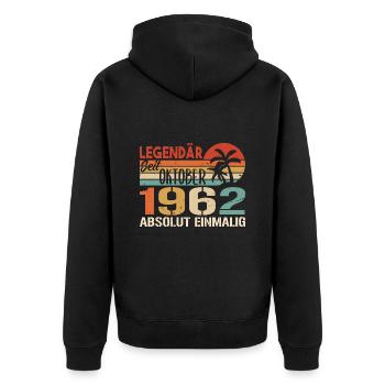 Legenden werden im Oktober 1962 geboren - 1962 - Unisex Premium Bio Zip Hoodie - Schwarz - Hinten - Nico (187cm)