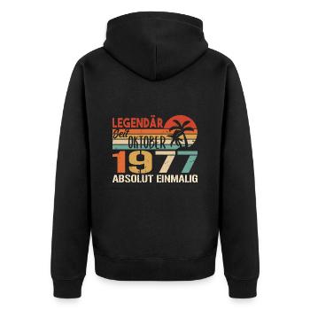 Legenden werden im Oktober 1977 geboren - 1977 - Unisex Premium Bio Zip Hoodie - Schwarz - Hinten - Nico (187cm)