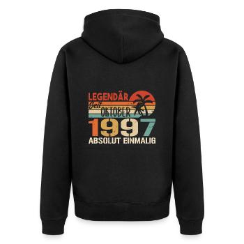 Legenden werden im Oktober 1997 geboren - 1997 - Unisex Premium Bio Zip Hoodie - Schwarz - Hinten - Nico (187cm)