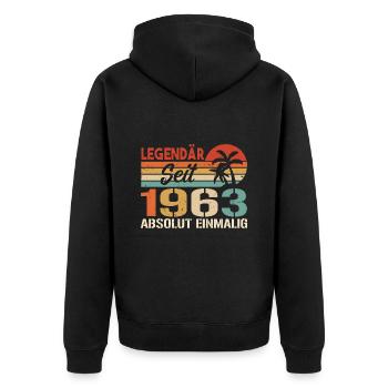 Original 1963 Jahrgang Vintage Geburtstag 1963 - Unisex Premium Bio Zip Hoodie - Schwarz - Hinten - Nico (187cm)
