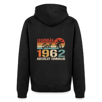 Original 1962 Jahrgang Vintage Geburtstag 1962 - Unisex Premium Bio Zip Hoodie - Schwarz - Hinten - Nico (187cm)