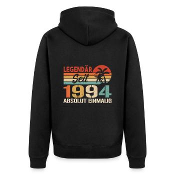 Original 1994 Jahrgang Vintage Geburtstag 1994 - Unisex Premium Bio Zip Hoodie - Schwarz - Hinten - Nico (187cm)
