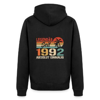 Original 1992 Jahrgang Vintage Geburtstag 1992 - Unisex Premium Bio Zip Hoodie - Schwarz - Hinten - Nico (187cm)