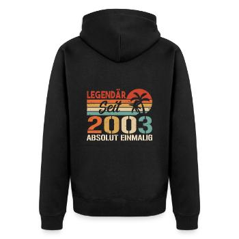 Original 2003 Jahrgang Vintage Geburtstag 2003 - Unisex Premium Bio Zip Hoodie - Schwarz - Hinten - Nico (187cm)