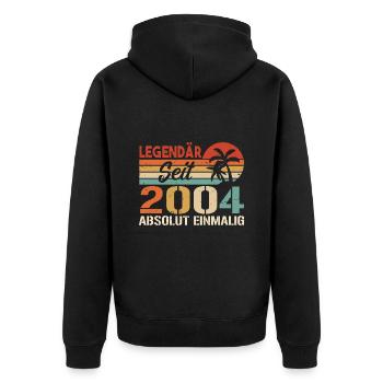 Original 2004 Jahrgang Vintage Geburtstag 2004 - Unisex Premium Bio Zip Hoodie - Schwarz - Hinten - Nico (187cm)