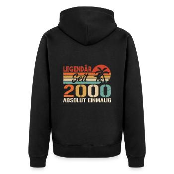Original 2000 Jahrgang Vintage Geburtstag 2000 - Unisex Premium Bio Zip Hoodie - Schwarz - Hinten - Nico (187cm)