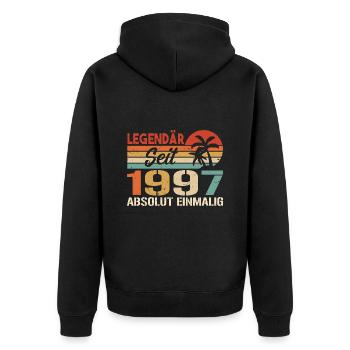 Original 1997 Jahrgang Vintage Geburtstag 1997 - Unisex Premium Bio Zip Hoodie - Schwarz - Hinten - Nico (187cm)