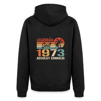 Original 1973 Jahrgang Vintage Geburtstag 1973 - Unisex Premium Bio Zip Hoodie - Schwarz - Hinten - Nico (187cm)