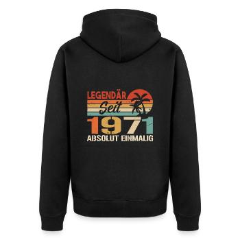 Original 1971 Jahrgang Vintage Geburtstag 1971 - Unisex Premium Bio Zip Hoodie - Schwarz - Hinten - Nico (187cm)