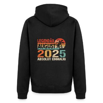 Geboren im August 2025 Funny Birthday Retro - Unisex Premium Bio Zip Hoodie - Schwarz - Hinten - Nico (187cm)