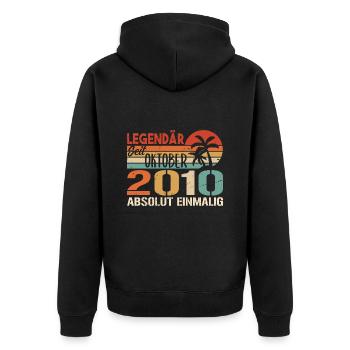 Legenden werden im Oktober 2010 geboren - 2010 - Unisex Premium Bio Zip Hoodie - Schwarz - Hinten - Nico (187cm)