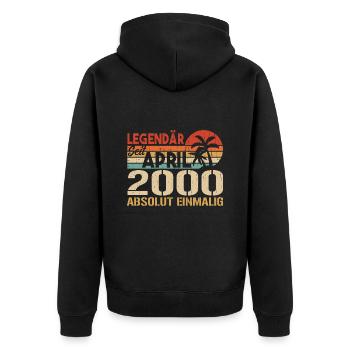 Né En Avril 2000 Drôle D’anniversaire Rétro - Veste à capuche bio Premium Unisexe - noir - Dos - Nico (187cm)