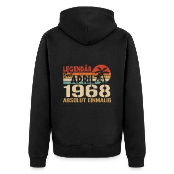Born In April 1968 Funny Birthday Retro - Unisex Premium Organic Zip Hoodie - black - Back - Nico (187cm)