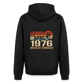 Born In April 1976 Funny Birthday Retro - Unisex Premium Organic Zip Hoodie - black - Back - Nico (187cm)