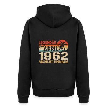 Né En Avril 1962 Drôle Anniversaire Rétro - Veste à capuche bio Premium Unisexe - noir - Dos - Nico (187cm)