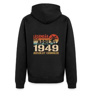 Born In April 1949 Funny Birthday Retro - Unisex Premium Organic Zip Hoodie - black - Back - Nico (187cm)