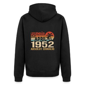 Born in April 1952 Funny Birthday Retro - Unisex Premium Organic Zip Hoodie - black - Back - Nico (187cm)