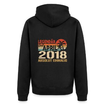 Geboren im April 2018 Lustiger Geburtstag Retro - Unisex Premium Bio Zip Hoodie - Schwarz - Hinten - Nico (187cm)