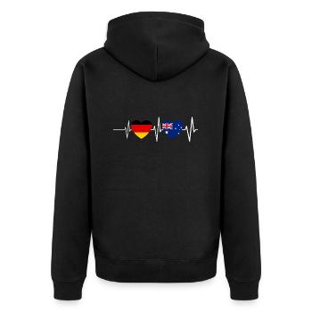 Australier Deutscher Herzschlag Deutschland Austra - Unisex Premium Bio Zip Hoodie - Schwarz - Hinten - Nico (187cm)
