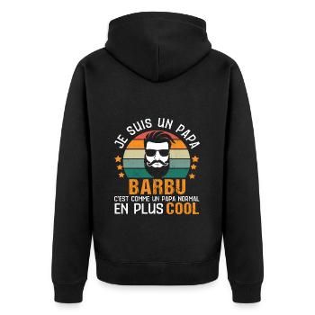 Papa barbu cool humour papa cadeau fête des pères - Veste à capuche bio Premium Unisexe - noir - Dos - Nico (187cm)