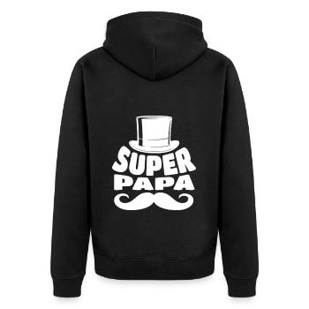 Papa super papa cadeau fête des pères - Veste à capuche bio Premium Unisexe - noir - Dos - Nico (187cm)