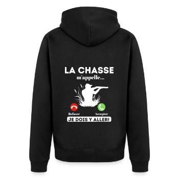 La chasse m' appelle humour chasseur cadeau chasse - Veste à capuche bio Premium Unisexe - noir - Dos - Nico (187cm)