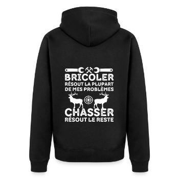 Bricoler et chasser humour bricoleur chasseur. - Veste à capuche bio Premium Unisexe - noir - Dos - Nico (187cm)