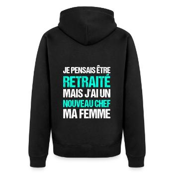 Retraite humour retraité cadeau homme retraité - Veste à capuche bio Premium Unisexe - noir - Dos - Nico (187cm)