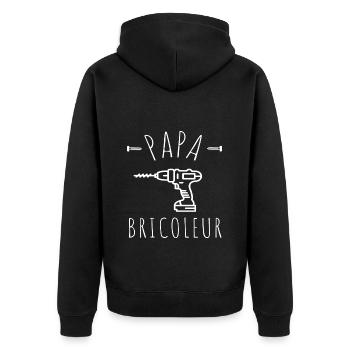 Papa bricoleur humour bricolage cadeau père - Veste à capuche bio Premium Unisexe - noir - Dos - Nico (187cm)